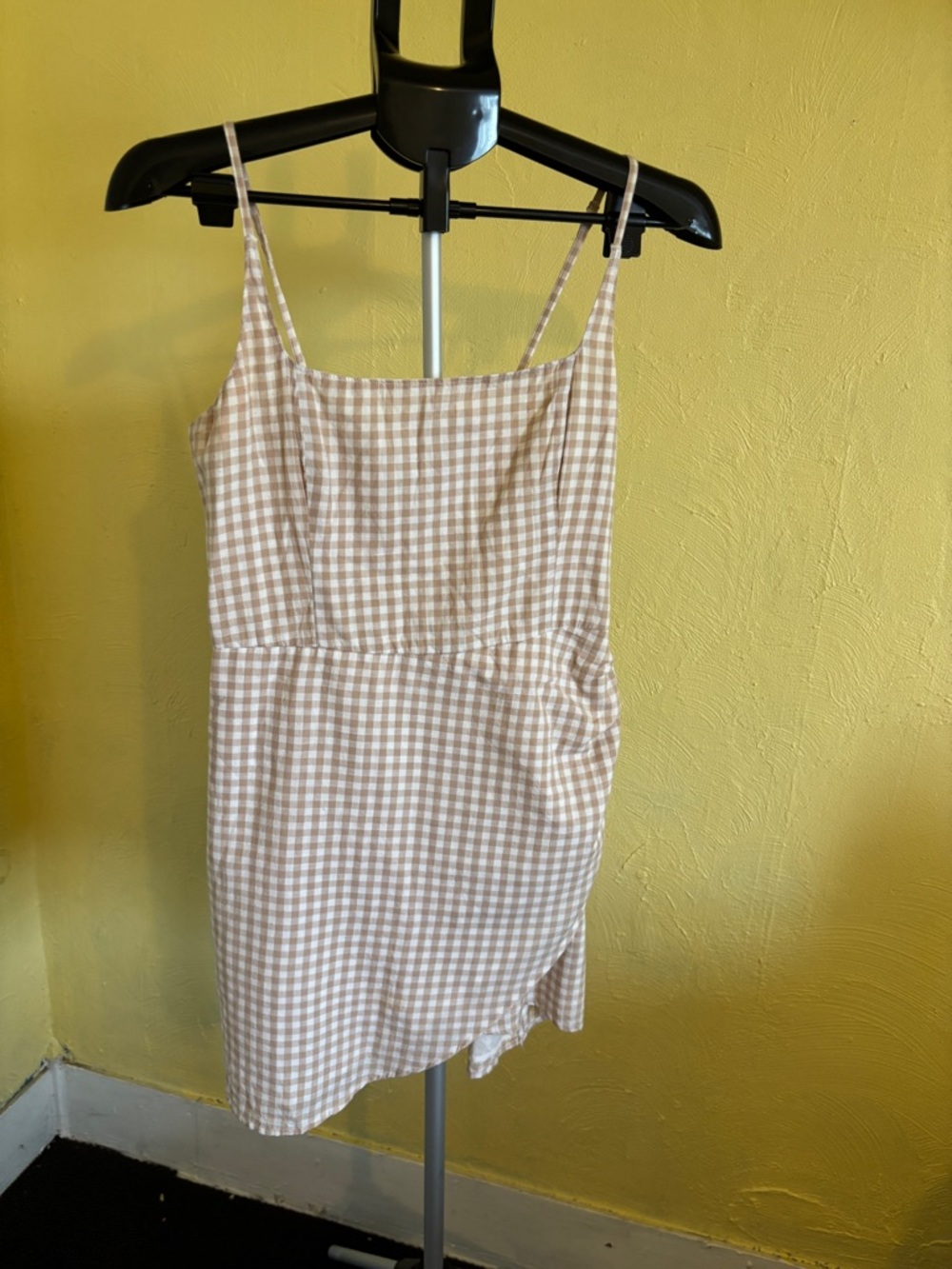 Abercrombie & Fitch Beige Gingham Mini Dress